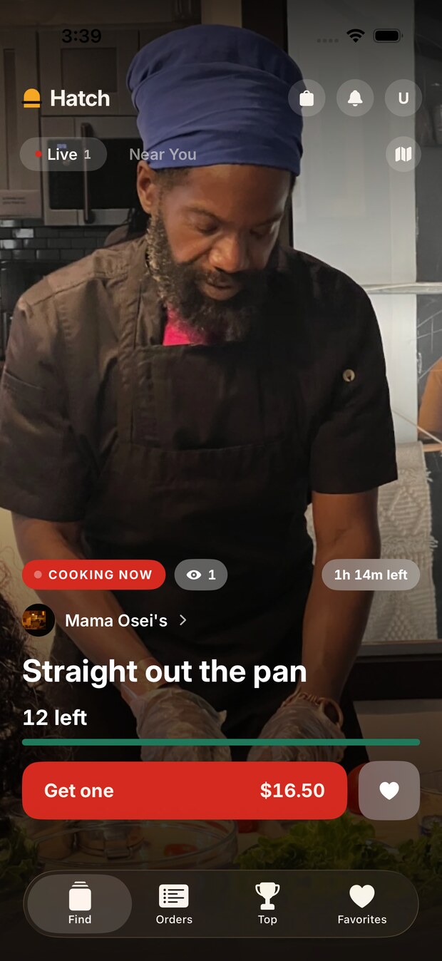 A kitchen selling live on Hatch